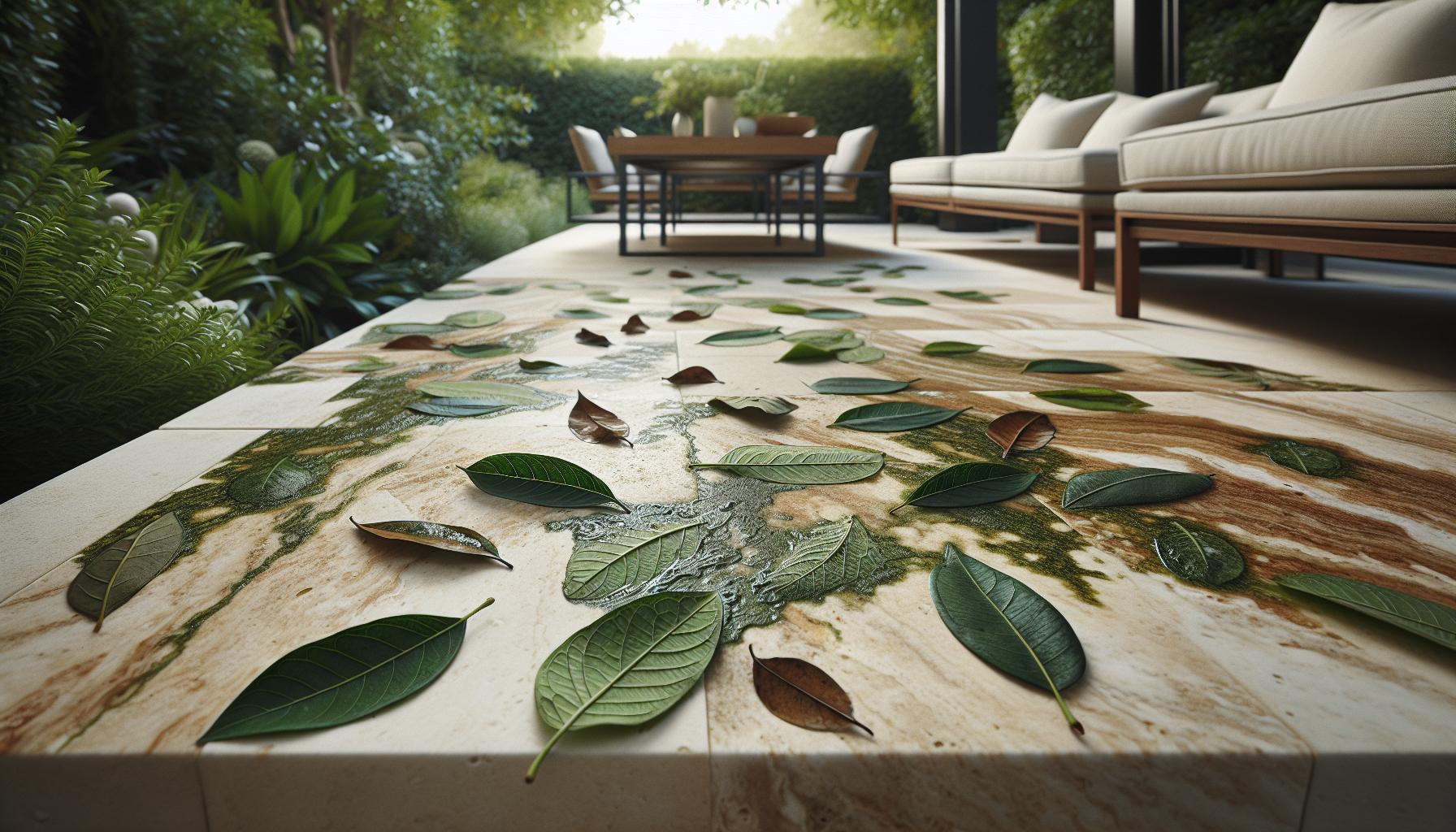 How to Remove Leaf Stains From Travertine Naturally 2 How Leaf Stains Appear on Travertine Surfaces